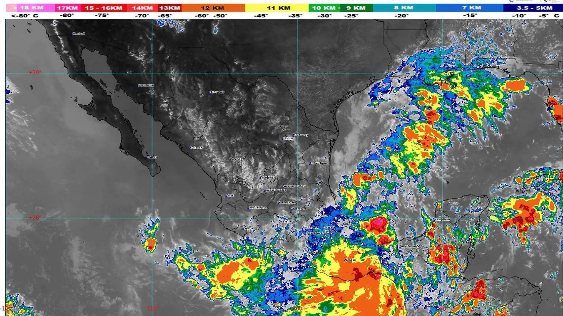 imagen satelital del clima en méxico